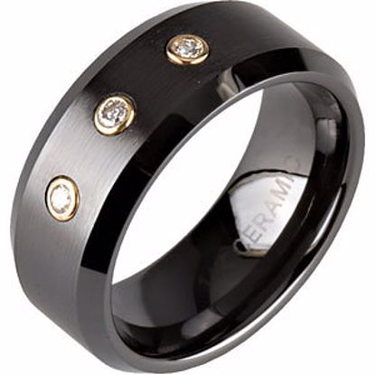 CR001D:009:P Black Ceramic & 14kt Yellow 1/10 CTW Diamond 8mm Band Size 10