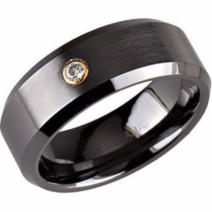 CR001D:026:P Black Ceramic & 14kt Yellow .05 CTW Diamond 8mm Band Size 13