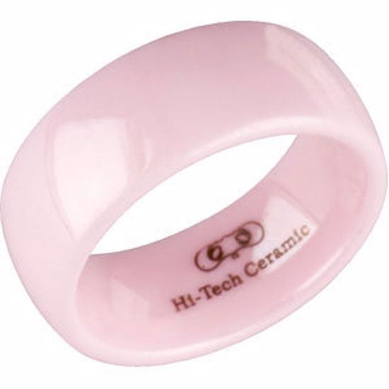 CR011:029:P Pink Ceramic 8mm Domed Band Size 7