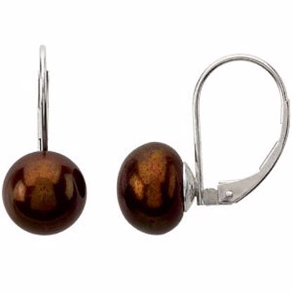 69275:815:P Freshwater Chocolate Pearl Lever Back Earrings