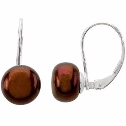 69275:816:P Freshwater Chocolate Pearl Lever Back Earrings