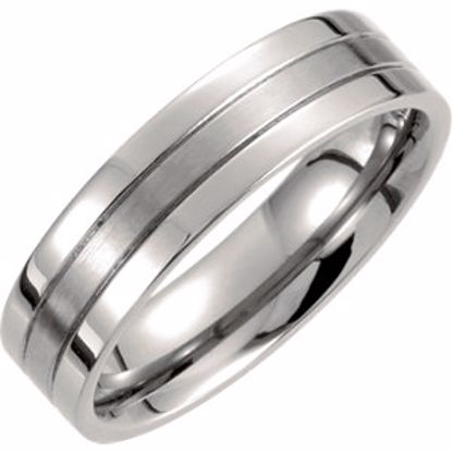 T845:102:P Titanium 6mm Grooved Band Size 7.5