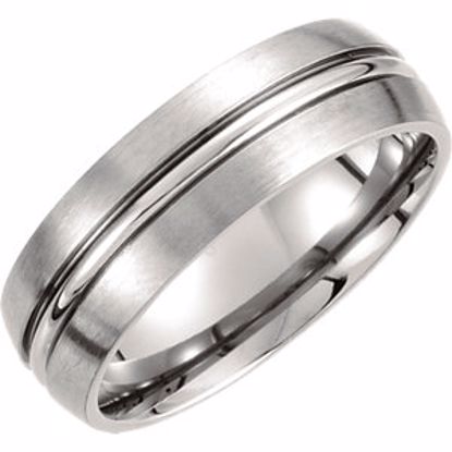 T891:101:P Titanium 7mm Grooved & Satin Finished Band Size 9.5