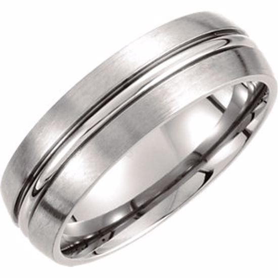 T891:103:P Titanium 7mm Grooved & Satin Finished Band Size 10.5