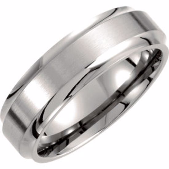 T893:105:P Titanium 7mm Ridged Band Size 9