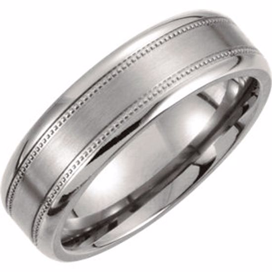 T897:105:P Titanium 7mm Satin Finish Center & Polished Milgrain Band Size Size 9