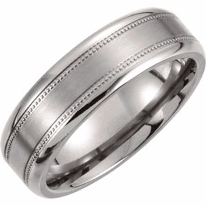 T897:113:P Titanium 7mm Satin Finish Center & Polished Milgrain Band Size Size 13