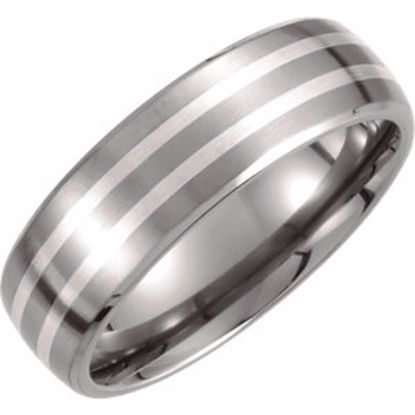 T898:105:P Titanium & Sterling Silver Inlay 7mm Satin Finish Band Size 9