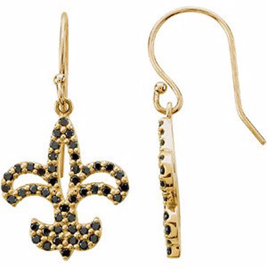 67754:847150:P 14kt Yellow 1/2 CTW Black Diamond Fleur De Lis Earrings