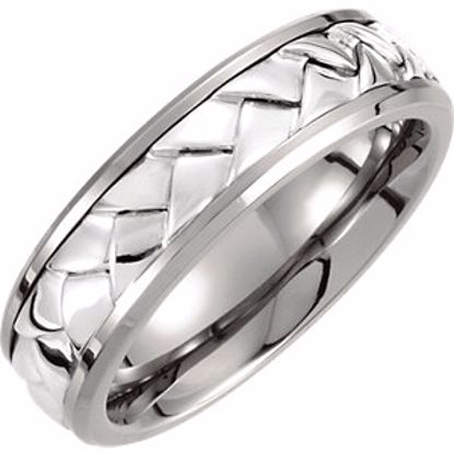 T910:107:P Titanium & Sterling Silver Inlay 7mm Woven Band Size 10