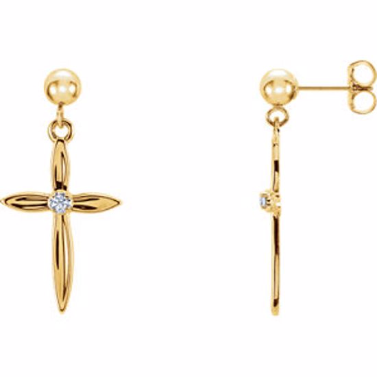 R16559:1637080:P 14kt Yellow & White .04 CTW Diamond Cross Earrings