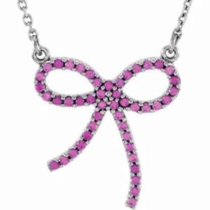 67758:841580:P Genuine Pink Sapphire Bow Necklace