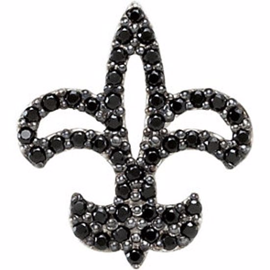 67760:101:P Sterling Silver Black Spinel Fleur-De-Lis Pendant