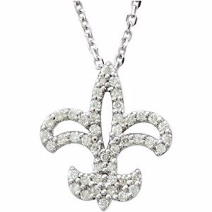 67753:84714:P 14kt White 1/4 CTW Diamond Fleur De Lis Necklace