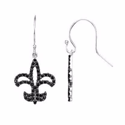 67775:84753:P Black Spinel Fleur-de-lis Earrings