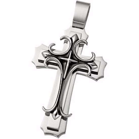 PJA997:101:P Enameled Joyas Alternativas&trade; Stainless Steel Cross Pendant 