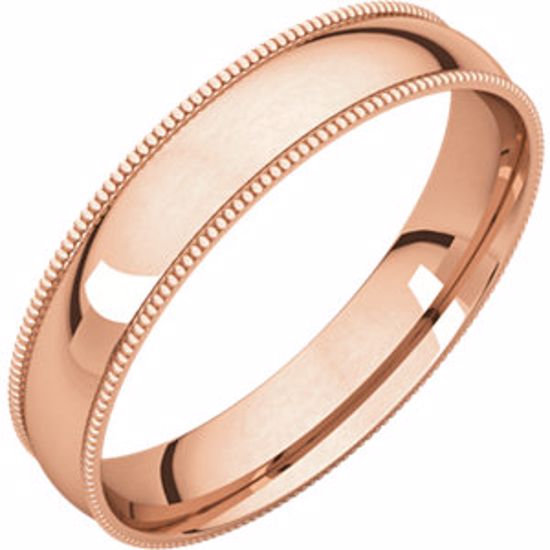 MGRL6:124958:P 14kt Rose 4mm Light Comfort Fit Milgrain Band 