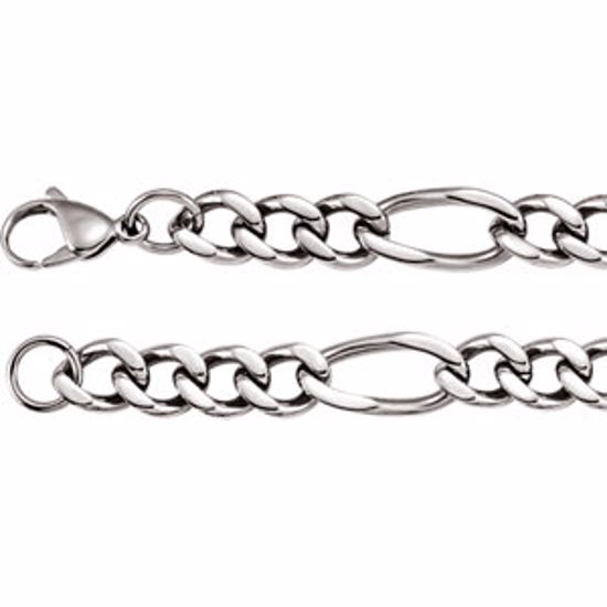 C809:123:P Stainless Steel 12mm Figaro 30" Chain