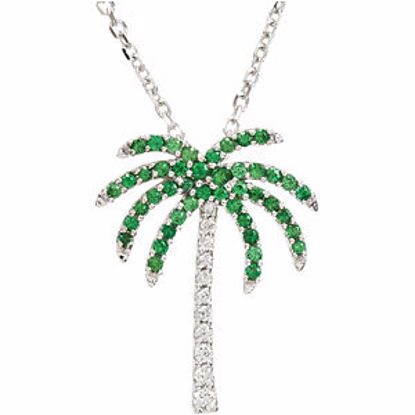 61379:844020:P Genuine Tsavorite Garnet and Diamond Palm Tree Necklace