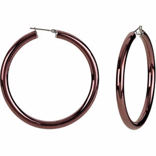 E194:138:P Stainless Steel 5x50mm Hoop Earrings with Chocolate Immerse Plating