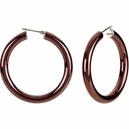 E194:141:P Stainless Steel 6x40mm Hoop Earrings with Chocolate Immerse Plating