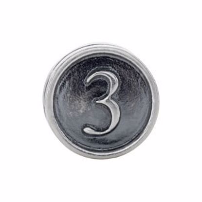 24974:108:P Sterling Silver Numeral #3 Cylinder Bead