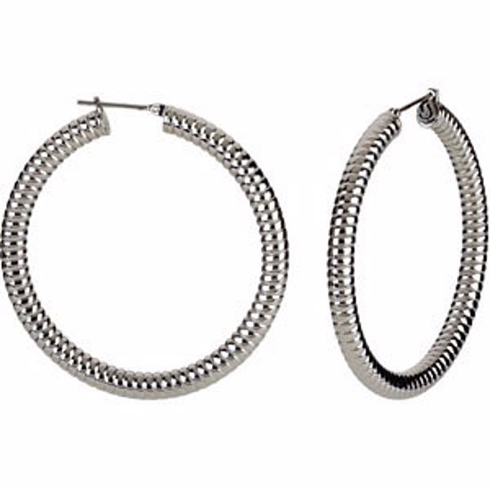 E196:103:P Stainless Steel 5x40mm Shrimp Hoop Earrings 