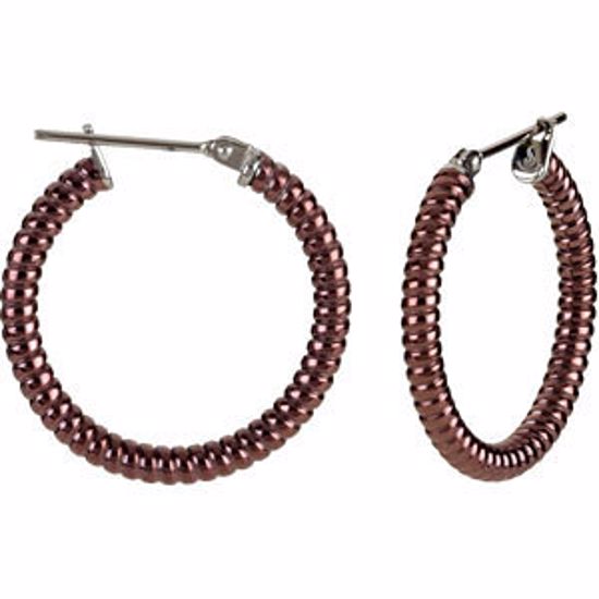 E196:104:P Stainless Steel 3x20mm Shrimp Hoop Earrings with Chocolate Immerse Plating 