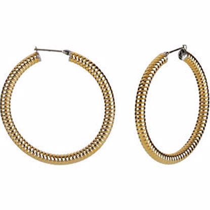 E196:109:P Stainless Steel 5x40mm Shrimp Hoop Earrings with Gold Immerse Plating  