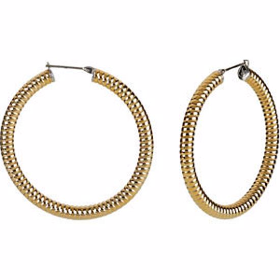 E196:109:P Stainless Steel 5x40mm Shrimp Hoop Earrings with Gold Immerse Plating  