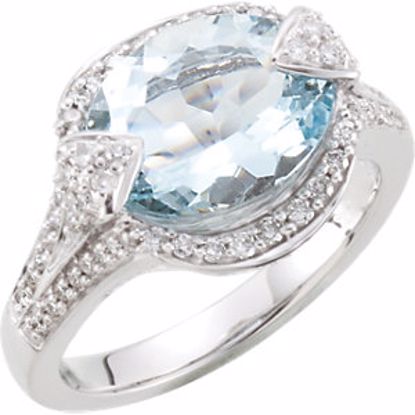 67243:100:P Aquamarine & Diamond Accented Ring