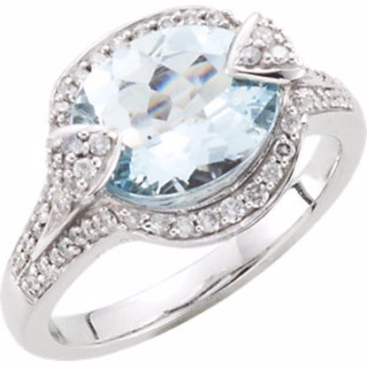 67243:102:P Aquamarine & Diamond Accented Ring