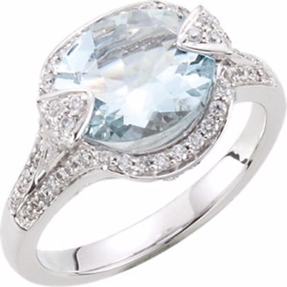 67243:103:P Aquamarine & Diamond Accented Ring