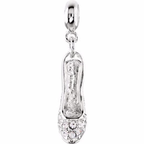 28048:101:P Sterling Silver Crystal Stiletto Heel Shoe Dangle