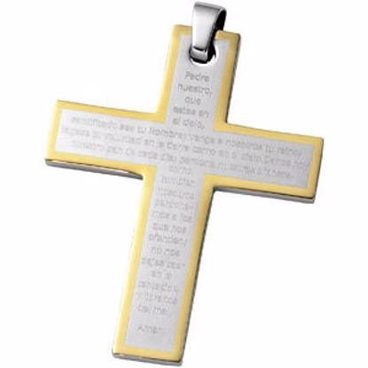 PJA989:101:P Joyas Alternativas&trade; Stainless Steel Cross Pendant with Padre Neustro Prayer