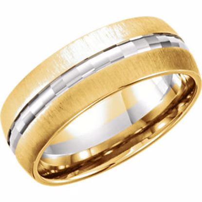 50238:255013:P 14kt Yellow & White 8mm Design Band Size 14.5