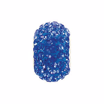 28087:101:P Sterling Silver 12x8mm Sapphire-Colored Crystal Pave' Bead