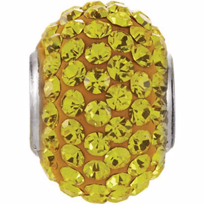 28088:101:P Sterling Silver 12x8mm Citrine-Colored Crystal Pave' Bead