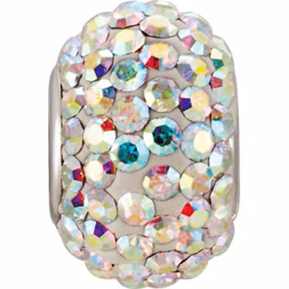 28089:101:P Sterling Silver 12x8mm Crystal Aurora Borealis Pave' Bead