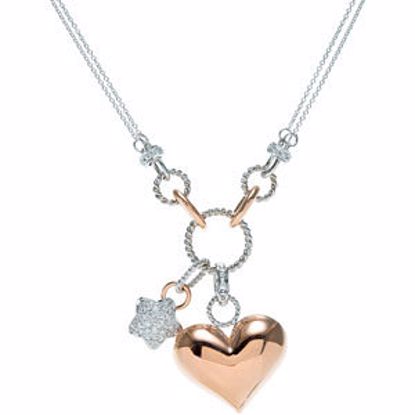 67873:101:P Two-Tone Diamond Star & Heart Necklace