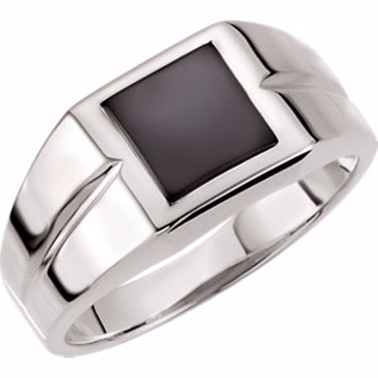 60689:209269:P Sterling Silver 10mm Square Onyx Ring