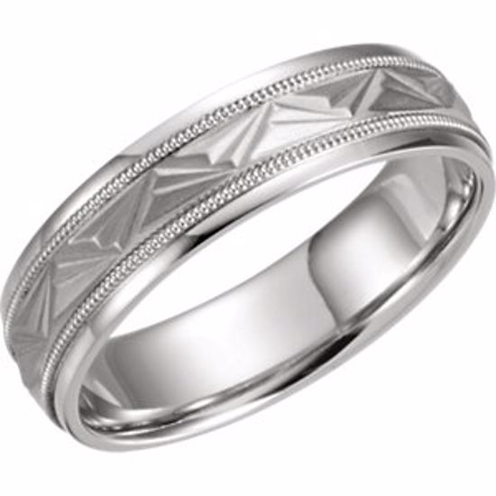 50152:222125:P Platinum 6mm Comfort Fit Design Band Size 8.25