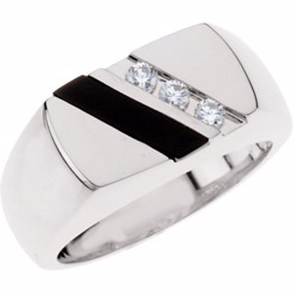 67878:100:P Sterling Silver Men's Onyx & 1/10 CTW Diamond Ring