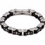 B919:101:P Stainless Steel & Black Rubber Bike Chain Link 8.5" Bracelet