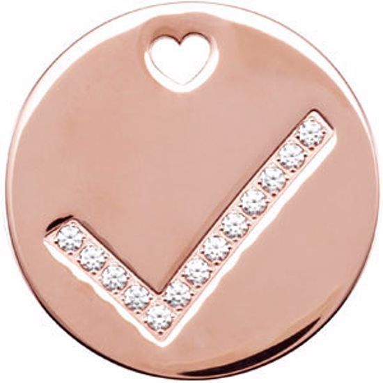 P623:103:P Stainless Steel & 23kt Rose Gold Plated Cubic Zirconia Checked Pendant