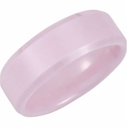 CR001:215:P Pink Ceramic 8mm Beveled Band Size 6 