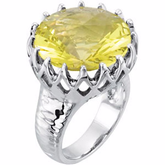 67949:101:P Sterling Silver Green Gold Quartz Ring