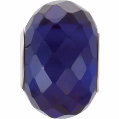 28117:101:P Sterling Silver 11x15.5mm Faceted Sapphire-Colored Glass Bead