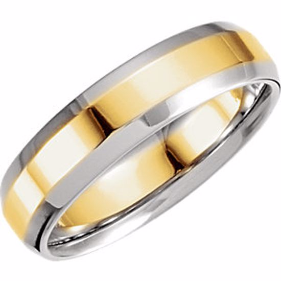 5793:221512:P 14kt White & Yellow 7mm Comfort-Fit Beveled Edge Band Size 9.5