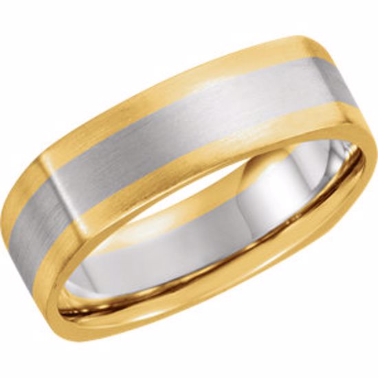 5849:133154:P 14kt White & Yellow 6mm Comfort-Fit Band Size 13.5